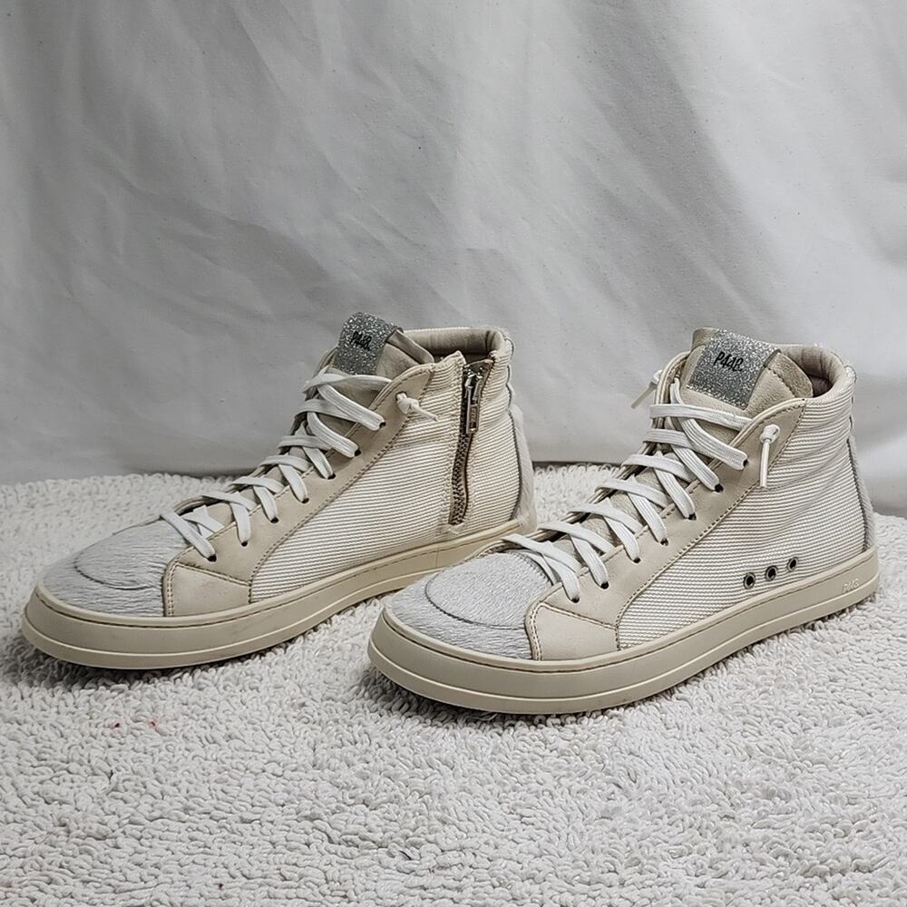 P448 HIGH TOP SNEAKERS CALF SKIN LEATHER METALLIC MADE IN ITALY SIZE 40 VGUC